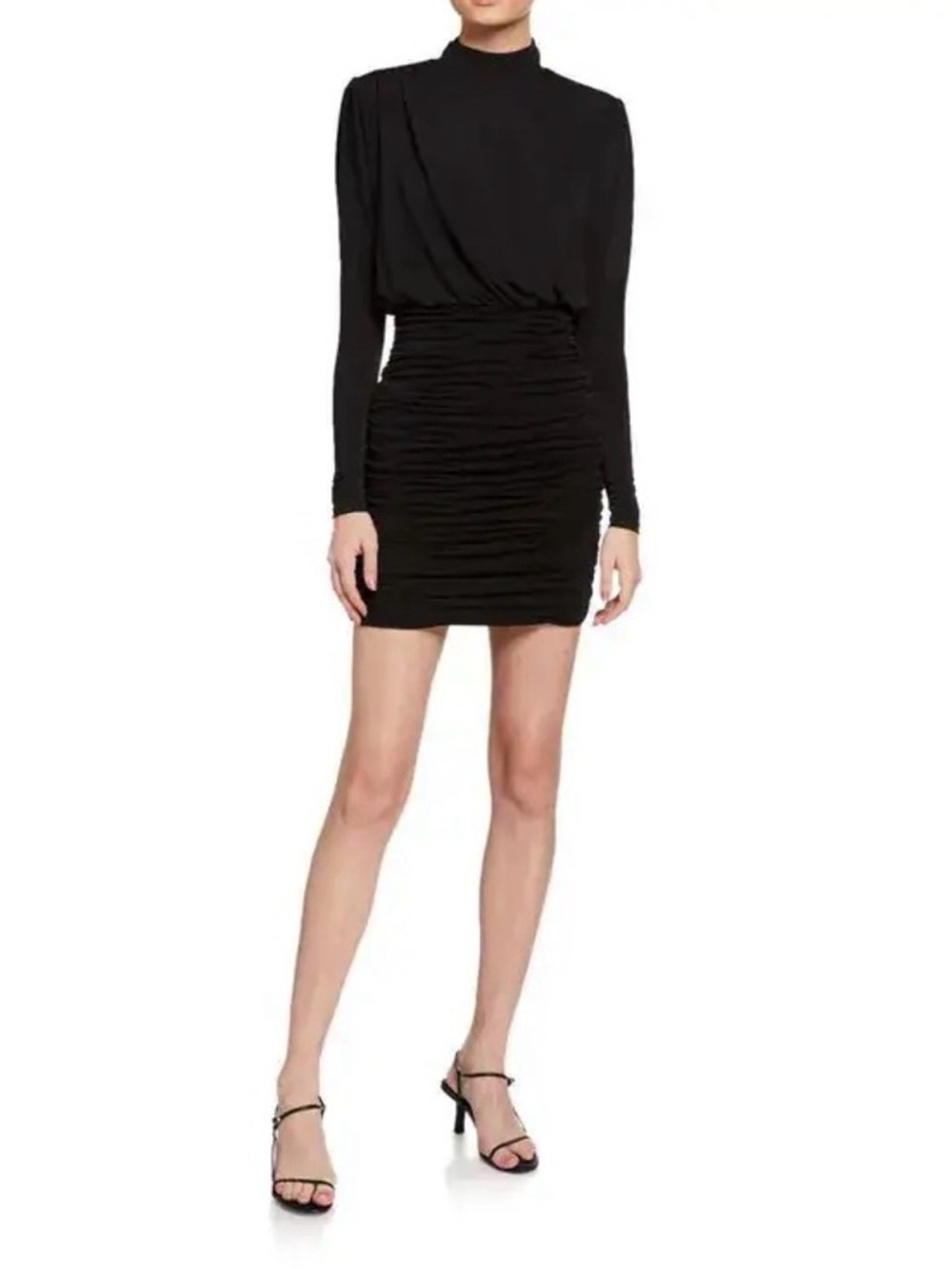 CINQ À SEPT
Isla Ruched Mock-Neck Mini Dress